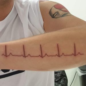My own EKG rhythm strip, done by Darja @White Oak tattoo studio in Ljubljana, Slovenia in July 2019. 