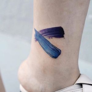 Ankle tattoo by tattoo _a_piece #tattooapiece #ankletattoo #ankle #leg #smalltattoo #anklet #paint #realism #realistic #brushstroke #artist #painter #painterly #color