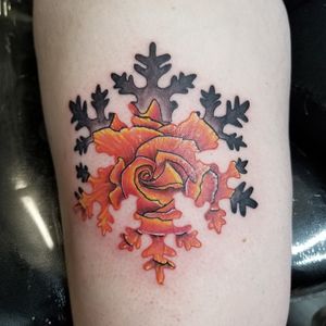 Snowflake with fiery rose dedicated to her son she lost last winter