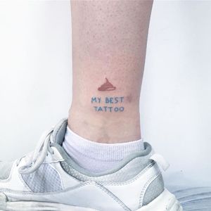 Ankle tattoo by Denis Kuzmich #DenisKuzmich #ankletattoo #ankle #leg #smalltattoo #anklet #minimal #poop #poo #besttattoo #funny #illustrative