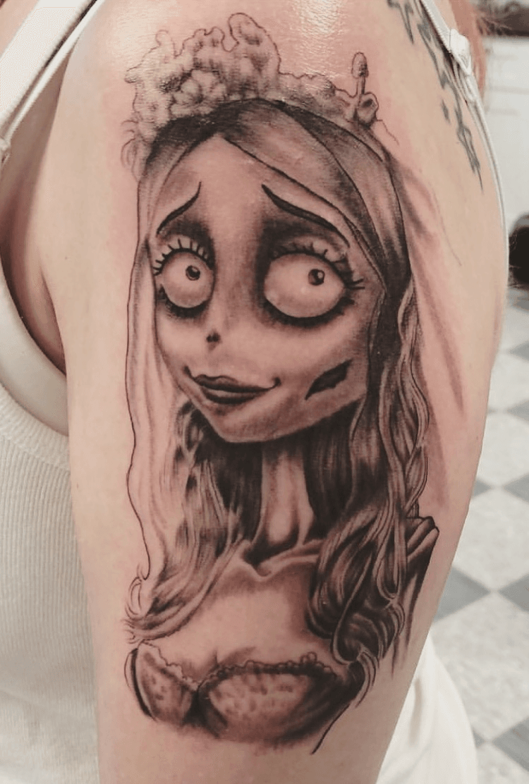 Emily Corpse Bride Tattoo On Sleeve by Jordan Baker