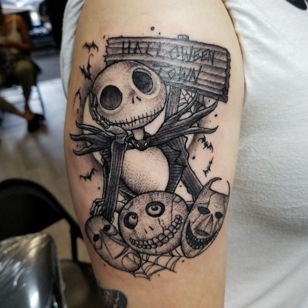 Angelo Parente on Instagram Oogie Boogie Lock Shock and Barrel   thenightmarebeforechristmas     Tim burton tattoo Disney sleeve  tattoos Scary tattoos