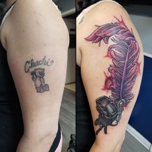 Colorful quail feather and ink (cover up) 