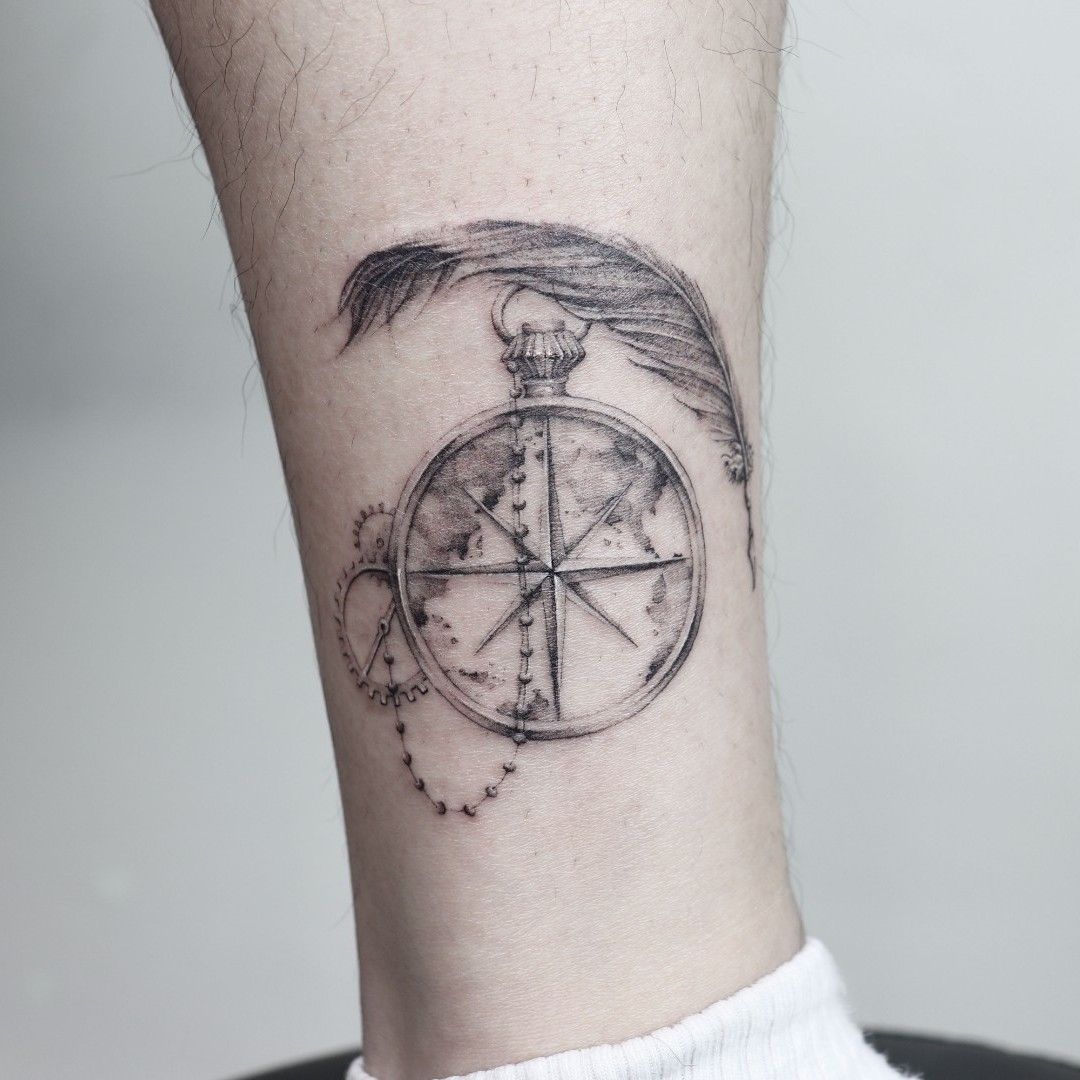 Tattoo uploaded by Yeah.Ag • #기하학타투 #기하학 #나침반타투 #나침반 #시계타투 #시계 #라인워크 #라인타투  #Korean #Korea #KoreanTattoos #geometric #compass #clock #linework •  Tattoodo