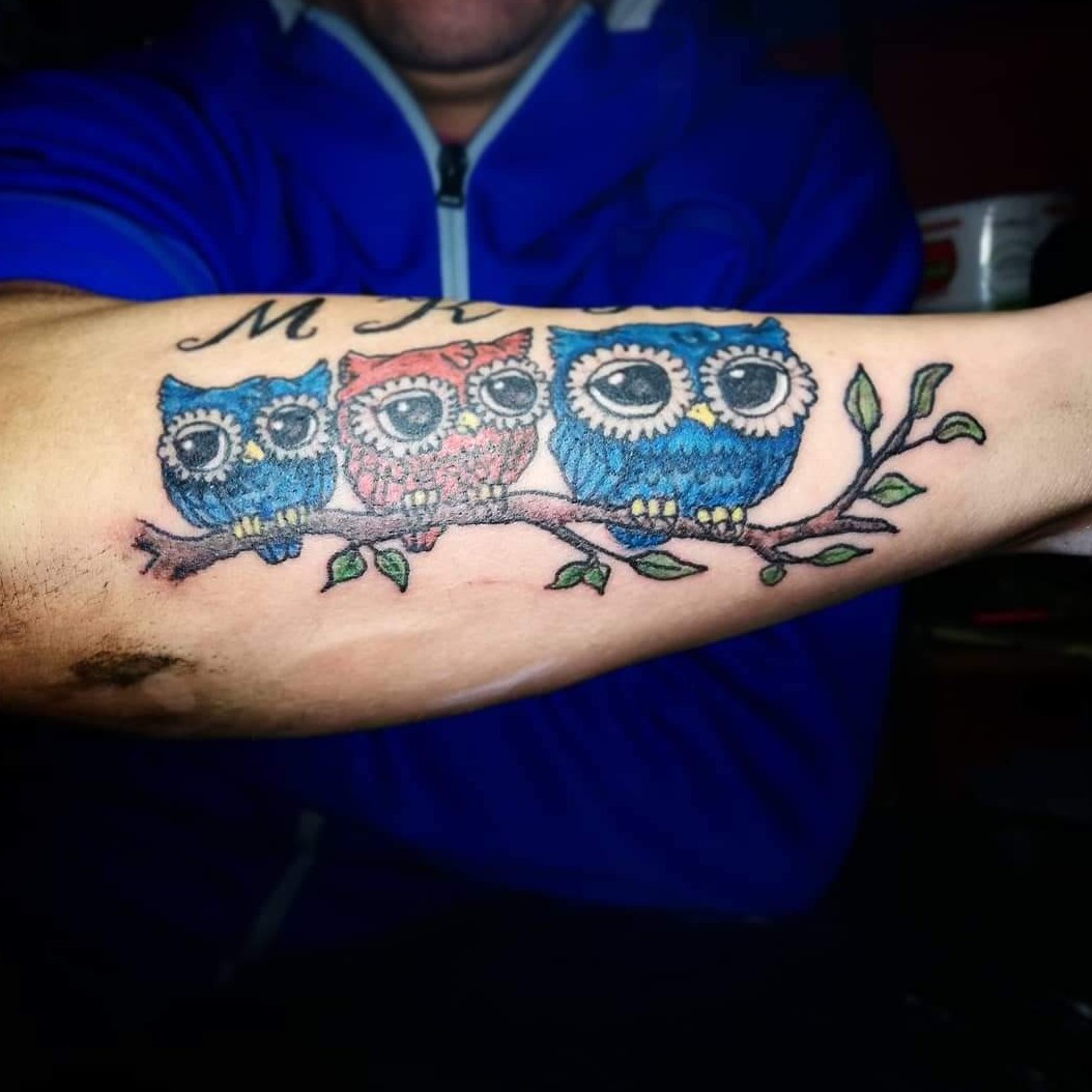 tatuaje de la familia del búho