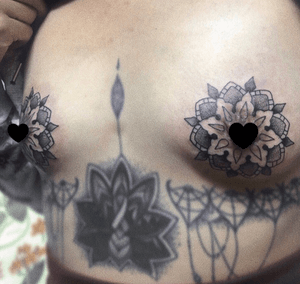Mandala over nipples 🖤 By Alexus Oropeza, IG @breadcrusts Portland OR, Vancouver WA. #mandalatattoo #cutetattoo #femaletattoos #femininetattoo #freethenip