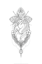 Unicorn tattoo idea #unicontattoo #patternwork #girlytattoo #tattooidea #flash