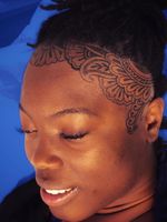 Female Tattooers - Pattern tattoo by Kandace Layne #KandaceLayne #FemaleTattooers #ladytattooers #ladytattooartist #femaletattooartist #ornamental #linework #dotwork #pattern #scalp #head