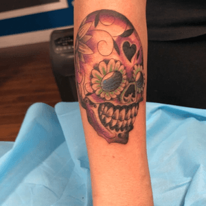 Color day of the dead skull