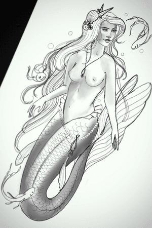 Mermaid tattoo idea #flash #drawing #tattoodesign #mermaid