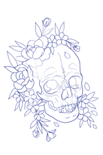 Skull and flower idea for tattoo