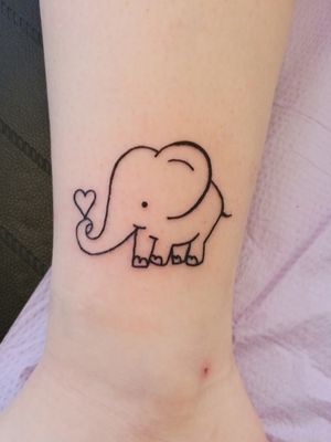 Small elephant tattoo. On the ankle