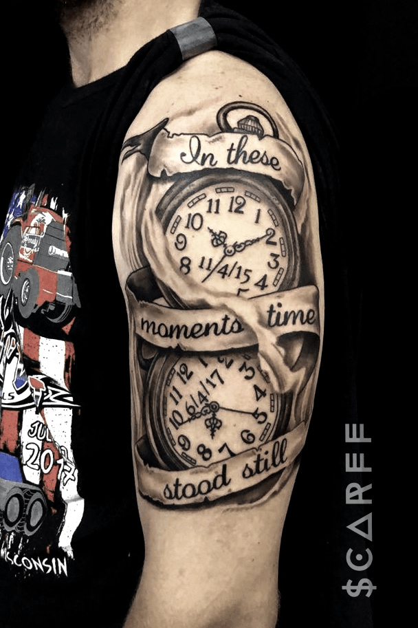 time clock tattoo design