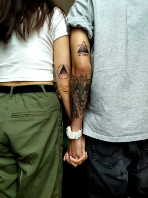 Matching couple tattoos. 
