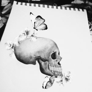 #blacandgrey #skull #floral 