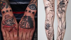 Hand tattoo by Joel Soos and leg sleeve tattoos by Dzo Lama #DzoLama #JoelSoos #TattoodoApp #TattoodoApptattooartist #tattooartist #tattooart #tattooidea #inspiringtattoo #besttattoo #awesometattoo