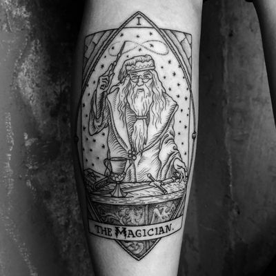 This one was so much fun ✨ #dumbledore #magic #tarot ⚡️🔮🗡➕➕➕➕➕➕➕➕➕➕➕➕➕➕➕➕➕➕➕➕➕➕➕➕➕➕➕➕➕➕➕➕#harrypotter #blackwork #dotwork #woodcut #linework #illustration #occult #art #swordofgryffindor #gryffindor #potterhead #jkrowling #housecup #pottermore #harrypotterfan #woodcuttattoo #gothic #tarottattoo #tattoo #illustration #medieval #alchemy #magick #witchcraft #darkart #NYC