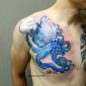 blue Octopus tattooFollow Instagram @gerardoacevestattoo .....#octopus #octopustattoo #octopustattoos #colortattoo #color #realistic #realism #tattooart #tattooartists #tattooer #tattooed #tattooaddict #tattooanimals 