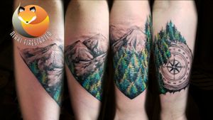 Here's a fun compass and wilderness forearm wrap piece! You can peep a video of this on my YouTube channel here: https://youtu.be/lGM7PqlkfW4 Don't forget to like & subscribe for more!!! nikkifirestarter.com #compass #wilderness #trees #mountains #geometric #naturetattoos #traveltattoos #watercolor #tattoo #bodyart #bodymod #ink #art #nonbinaryartist #nonbinarytattooist #mnartist #mntattoo #visualart #tattooart #tattoodesign 