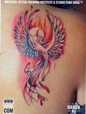 Flaming Phoenix Tattoo by Syed Hamza Ali at INKSCOOL Tattoo Training Institute Pune India ™.Visit www.inkscool.com