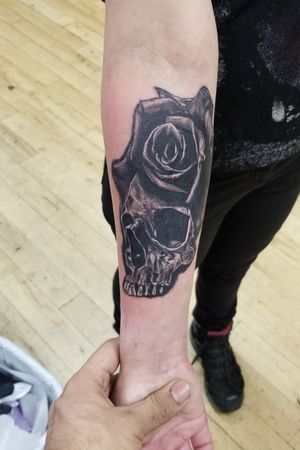 Skull rose tattoo realism 