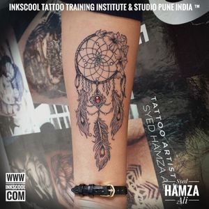 Dreamcatcher Tattoo made by Syed Hamza Ali at INKSCOOL Tattoo Training Institute Pune India ™.