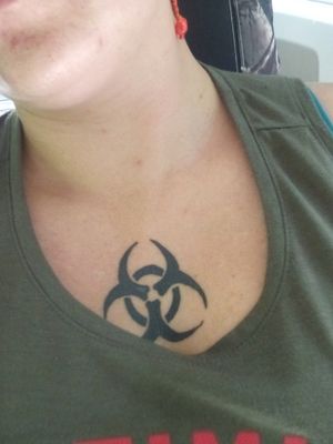 biohazard symbol ima bio mom and love zombies so it just makes sense to me going to add more to it eventually making a full chest piece