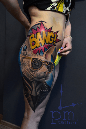 Bang cat #tattoo #tattooasrtist #tattooperm #permtattoo #worldfamousink #fkirons #cheyenne #тату #пермьтату #Татупермь #пермь #perm #tatts #tatt #armor #armortattoo #diamond #opal #jewerly