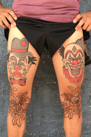 Healed clowns fresh flowers outlines