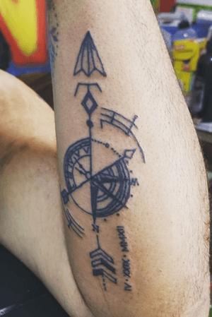 Freehand Compass Tattoo 