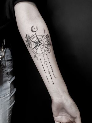 compass+morse code+birth flower