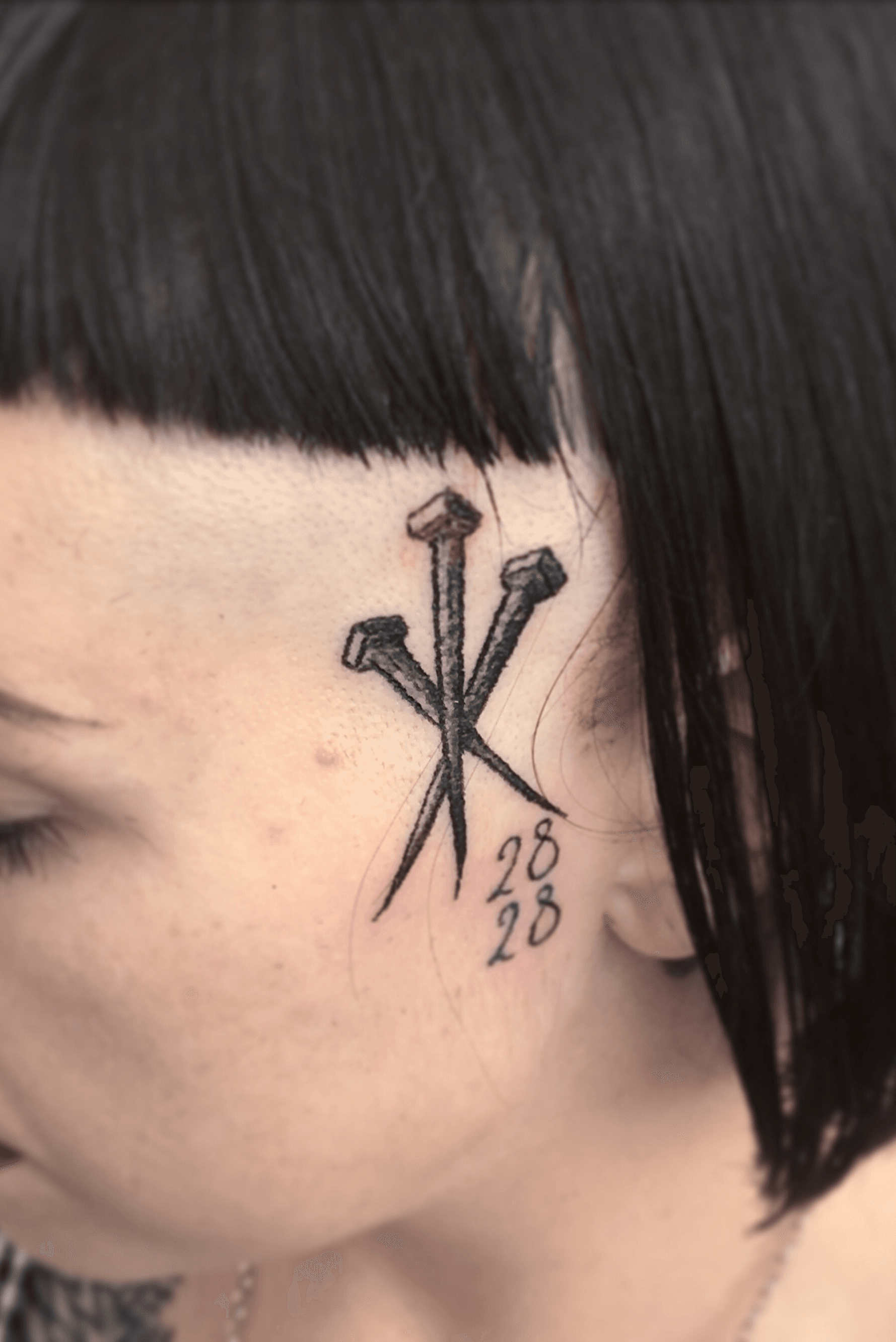 Trendy Nail Cross Tattoo