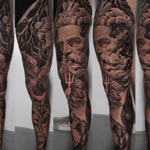 Mythologic Leg, London, UK | #blackandgrey #realism #tattoos