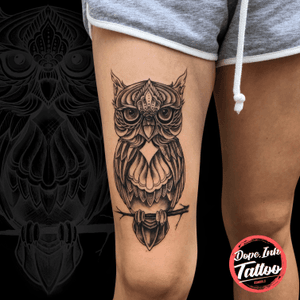 Owl #tattooart #tattooartist #linetattoo #blacktattoo #owl #owltattoo #mandalaowl #mandala #dotwork