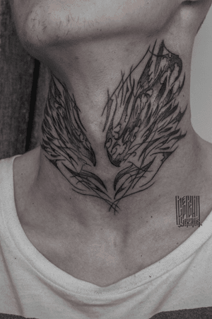 Wings for Nikita. Thank you ! Original design by me. #tttism #tattoo #tattoooftheweek #necktattoo #moscowtattoo #blacktattoo #wings #ornamental #darktattoo #radtatsmoscow 
