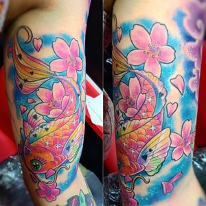 Colour Koi fish tattoo 
