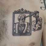 Chest tattoo by Ant the Elder #AnttheElder #SangBleu #London #sigil #illustrative #medieval #etching #engraving #renaissance #symbol #esoteric #darkart #symbolism #blackwork #linework #chest