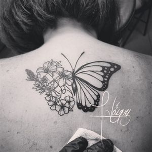 Floral Linework and butterfly