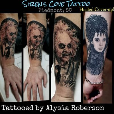 ***For Video, Past Sessions, & Cover-up "Before/After" pictures check out Instagram: @sirens_cove_tattoo ***Cover-up Tattoo / Beetlejuice and Lydia portrait tattoos by one of South Carolina's best female tattoo artists, Alysia Roberson, at Siren's Cove Tattoo in Piedmont, SC!!!! Ghost with the most, tattooed by SC tattoo artist Alysia Roberson! Winona Ryder Lydia Deetz tattooed by SC tattooer Alysia Roberson! Beetlejuice artwork by SC tattooist Alysia Roberson! #beetlejuice #beetlejuicebeetlejuicebeetlejuice #beetlejuicetattoo #michaelkeaton #michaelkeatontattoo #ghostwiththemost #itsshowtime #portraittattoo #lydia #ghost #ghosts #amazingtattoos #amazingink #amazingart #amazingrealism #tattoo #tattoos #tattooed #beautifultattoo #amazingartist #beetlejuicefan #beetlejuicefanart #beetlejuiceart #beetlejuicepainting #lydiafan #lydiafanart #lydiadeetzfan #lydiadeetzfanart #lydiaart #lydiadeetzart #lydiadeetz #lydiatattoo #lydiadeetztattoo #horrortattoo #PopCultureTattoo #popculturetattoos #popculture #cultclassics #cultclassic #cultfilm #movietattoo #MoviePortraits #movieportrait #retro #retrotv #betelgeuse #betelgeuserltattoo #cultclassictattoos #sctattooer #sctattooist #sctattoo #sctattooshop #greenvillesc #greenvillesctattooartist #clemsonsc #clemson #clemsontigers #gotigers #allin #clemsonfamily #clemsonnation #dabo #clemsonfootball #greenvillesctattooshop #inkmaster #southcarolinatattooartist #lacetattoo #blackandgreytattoo #blackandgrey #realism #coveruptattoo #realistictattoo #tattoos #tattooed #inkmaster #tattooedwoman #horrortattoo #horrorpiece #horrorsleeve #horrorart #horrormovie #HorrorTattoos #blackwork #blackworktattoo #horrorrealism #beetlejuicelydia #beetlejuiceandlydia #beetlejuiceandlydiatattoo #beetlejuiceandlydiadeetz #beetlejuiceandlydiaportrait #beetlejuiceportrait #beetlejuiceportraittattoo #lydiaportrait #lydiaportraittattoo #lydiadeetzportraittattoo #darkcomedy #dannyelfman #horror #horrormovies #alternativegirl #80sbaby #ilovethe80s #timburton #timburtonfan #timburtonart #jackskellington #tattooedwoman #tattooedwomen #tattooedmen #tattooedman #tattooedgirl #tattooedguys #nightmarebeforechristmastattoo #tattoosforwomen #tattoosforgirls #tattooartist #tattooartistmagazine #tattooedgirls #timburtonartshow #bestsctattooshop #bestsctattooartist #besttattooartists #besttattoos #besttattooartistinsc #bestoftheupstate #bestsouthcarolinatattooartist #bestfemaletattooartist #femaletattooartist #ladytattooer #ladytattooist #nightmarebeforechristmas #Goth #gothic #gothgirls #gothictattoo #edwardscissorhandstattoo #edwardscissorhands #johnnydepp #johnnydepptattoo #jackskellingtontattoo #timburtontattoo #winonaryder #winonarydertattoo #gothgirl #tattooedgirls #Alysiarobersontattoo #sirenscovetattoo "I myself am strange and unusual." --Lydia Deetz www.facebook.com/sirenscovetattoo www.facebook.com/Alysia.Roberson.Tattoo.Artist IG: @sirens_cove_tattoo 