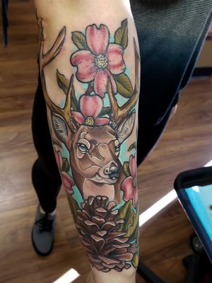 Neo traditional deer tattoo 