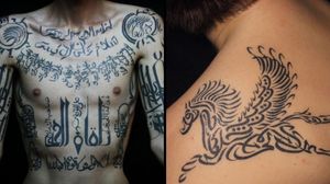 Arabic tattoos by unknown artists #ArabicTattoos #Arabictattoo #arabic #arabicscript #arab #calligraphy #lettering #letters #writing #quote #blackwork #ornamental #pattern
