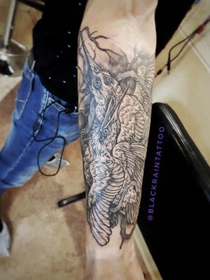 Tattoo based on Caitlin Hackett art #darktattoo #blacktattooart #gothictattoo #birdtattoo #ukraine #ukrainetattoo#odessa #caitlinhackett #graphictattoo #graphic #colibri 