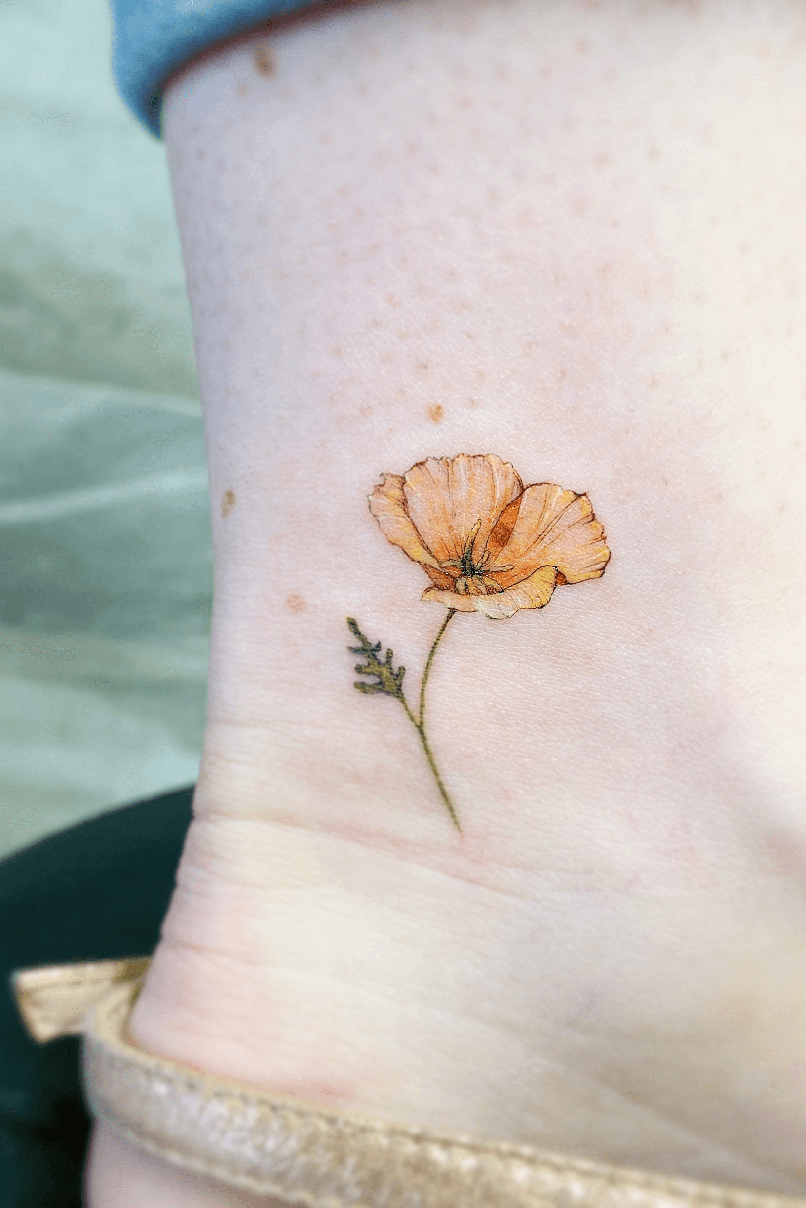 Golden Poppy Temporary Tattoo  AbelinaShop