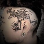 Skeleton tattoo by Bang Ganji #BangGanji #skeletontattoos #skeletontattoo #skeleton #bones #skull #death #anatomy #anatomical #scalp #head #yokai #japanese #illustrative #darkart