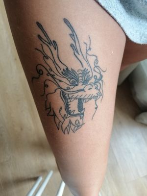 Self tattooed . Dragon Archetype . Fine Line. Original Drawing . Asian . LUNAKASHA . 