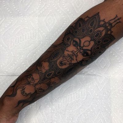 Best Tattoodo App tattoo by Brittany Randell #BrittanyRandell #TattoodoApp #TattoodoApptattooartist #tattooartist #tattooart #tattooidea #inspiringtattoo #besttattoo #illustrative #kali #skulls #deity #goddess #arm