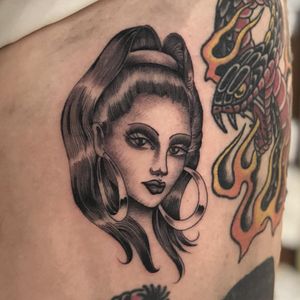 Best Tattoodo App tattoo by Alejandro Lopez #AlejandroLopez #TattoodoApp #TattoodoApptattooartist #tattooartist #tattooart #tattooidea #inspiringtattoo #besttattoo #chicano #portrait #ladyhead #side #ribs