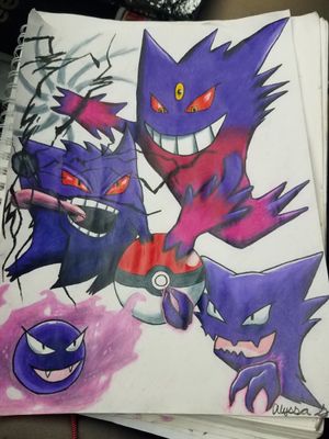 A very wicked pokemon piece, featuring the evolved stages ghastly, haunter, gengar and mega gengar, that I did for my honey 😊 
