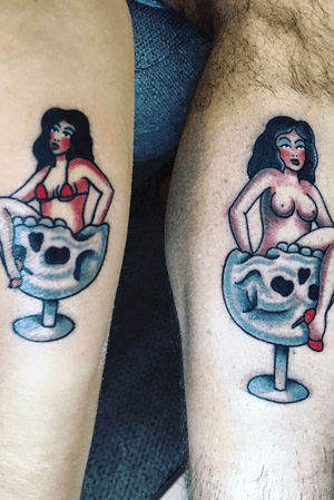 Matching tattoos by Stef Bastien at London Tattoo Convention 2017