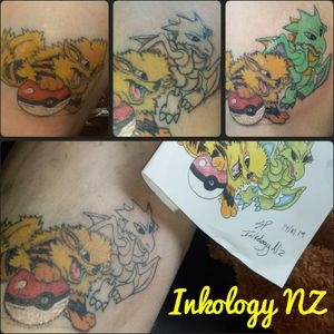 progress from healed 1st sitting, 2nd sitting scyther pokemon lining, shading and color.stat tuned for another pokemon in a few weeks. #pokemontattoo #pokeball #pokemonsleeve #sleevetattoo #sleeveinprogress #2ndsession #pokemonfan #pokemkntattoo #fullcolortattoo 